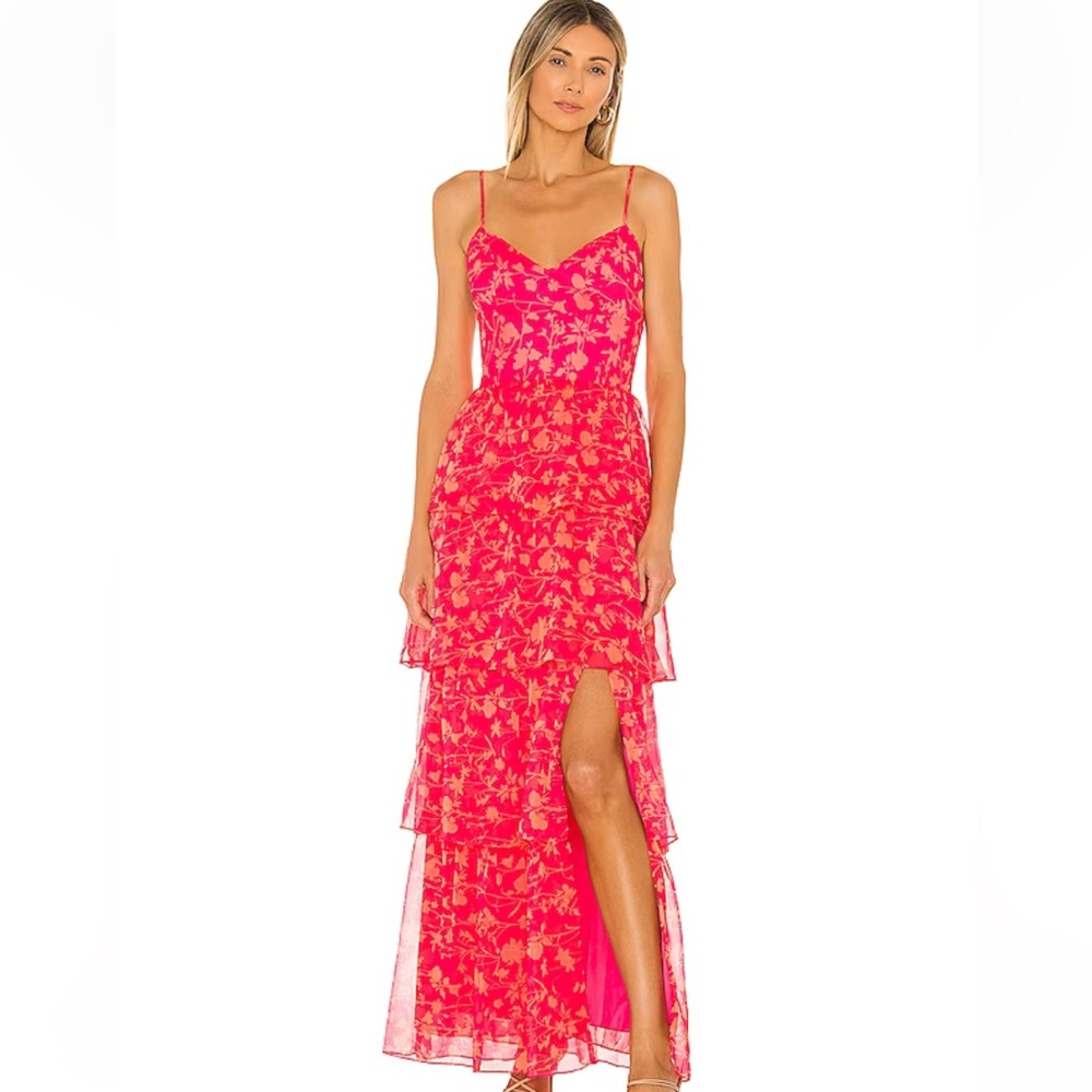 Amanda Uprichard Fuchsia Floral High-Low Maxi Dress